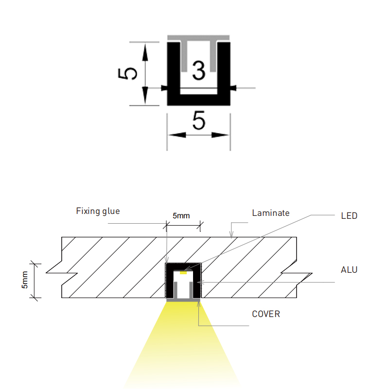 Ultra Slim Recessed Lighting LED Channel For 3mm Strip Ultra Slim Recessed Lighting LED Channel For 3mm Strip